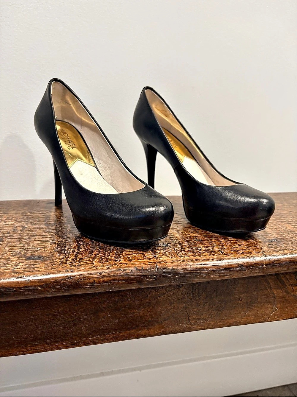 Michael Kors Chantal Leather Platform Pump Pumps Black US 5.5M